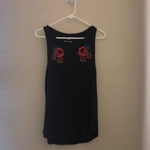 Rose embroidered tank top